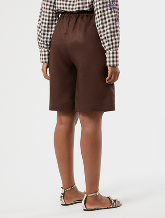 Linen twill Bermuda shorts - CHOCOLATE - Marina Rinaldi - 4