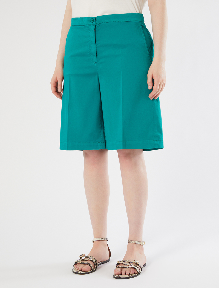 Cotton satin Bermuda shorts - GREEN - Marina Rinaldi - 3