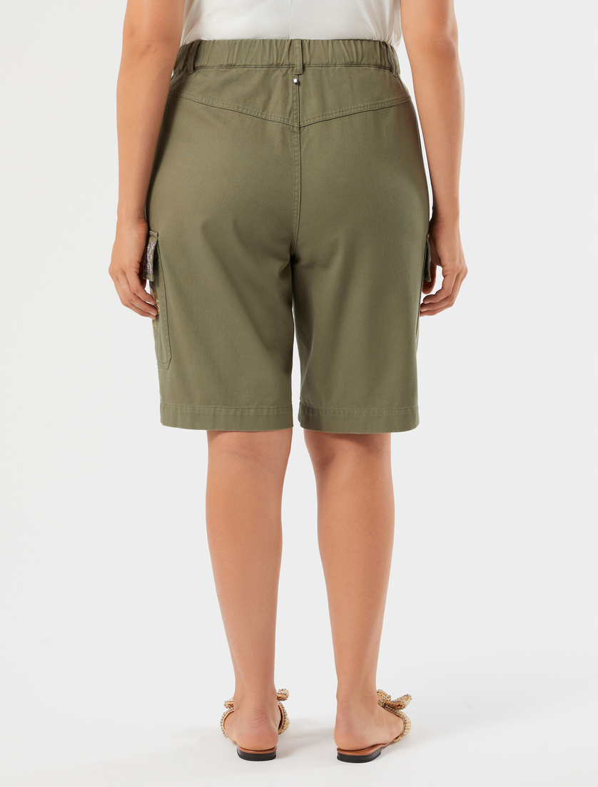Cotton gabardine Bermuda shorts - OLIVE GREEN - Marina Rinaldi - 4