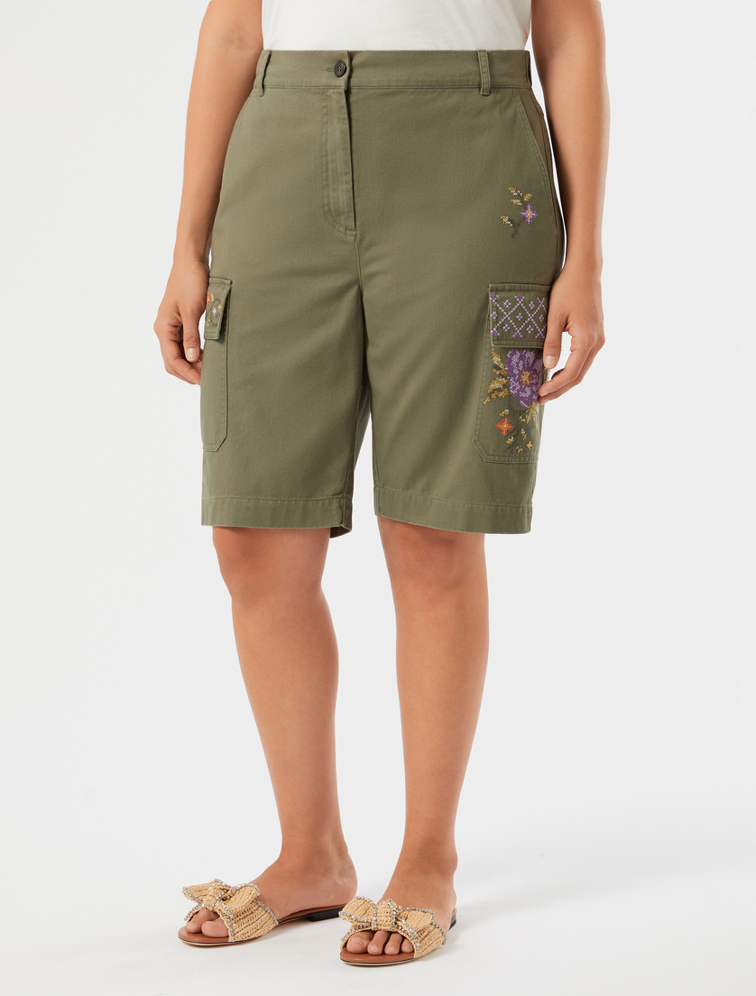 Cotton gabardine Bermuda shorts - OLIVE GREEN - Marina Rinaldi - 3