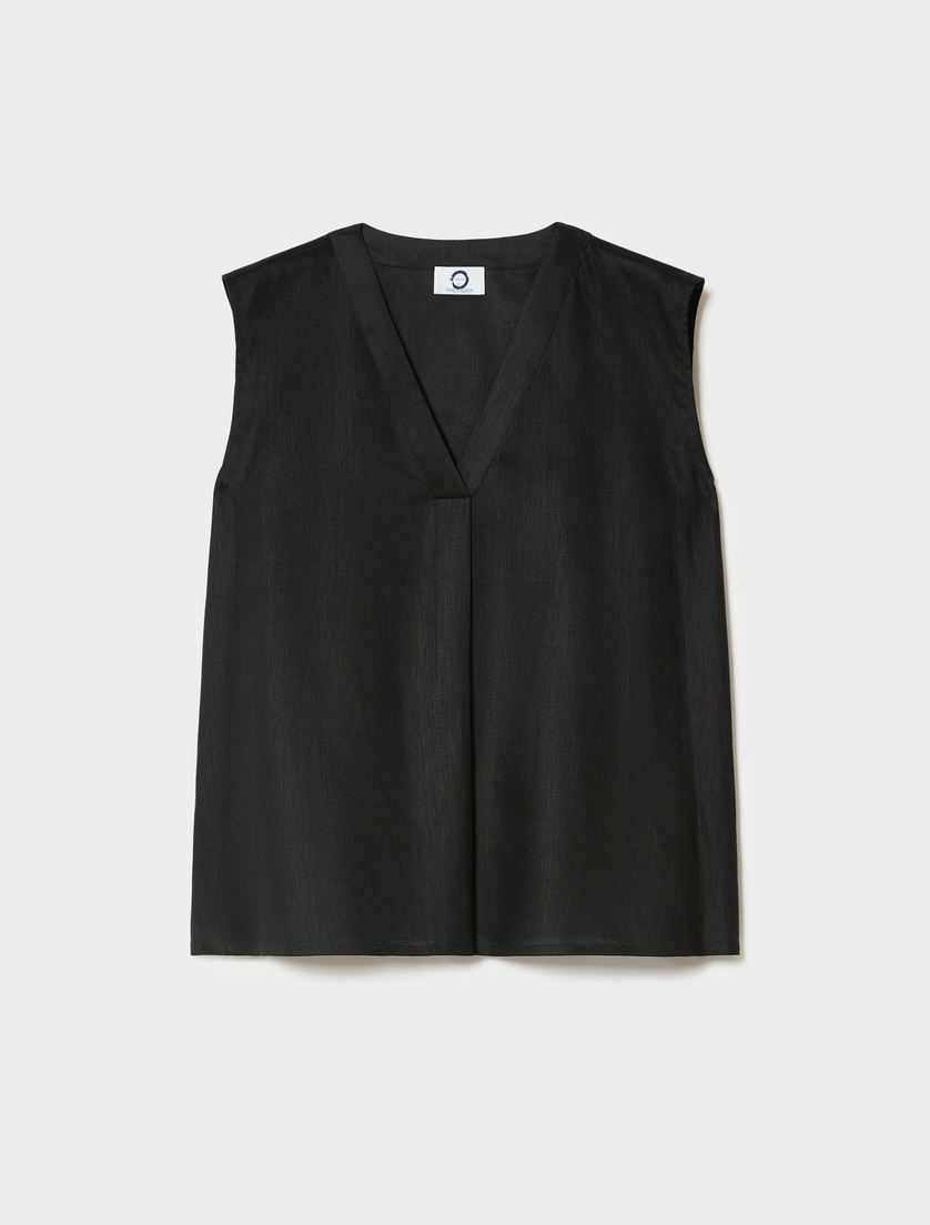 Linen canvas top - BLACK - Marina Rinaldi