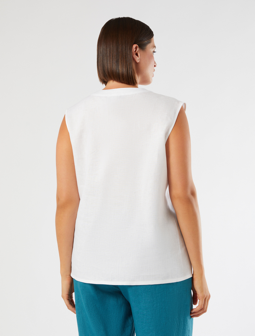 Linen canvas top - OPTICAL WHITE - Marina Rinaldi - 4