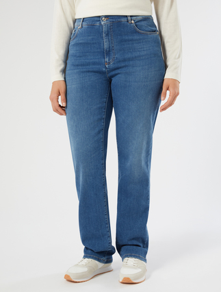 Regular-fit cotton denim jeans - NAVY