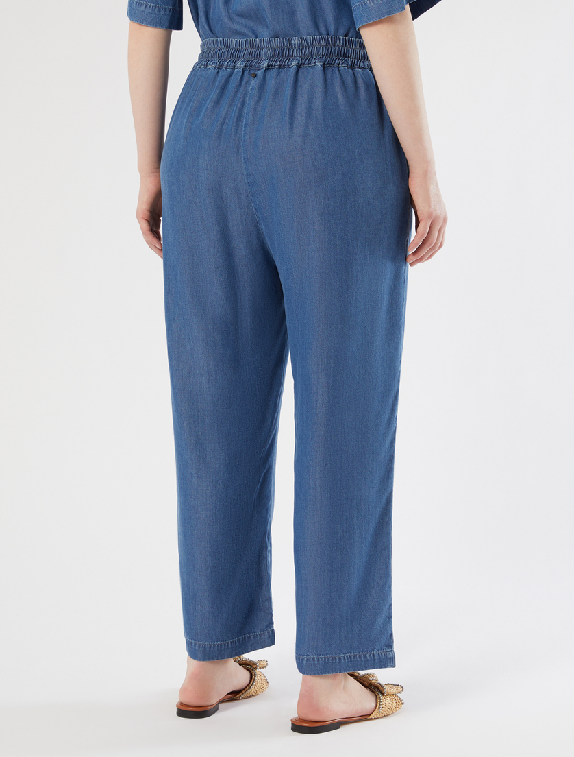 Cropped twill trousers - NAVY - Marina Rinaldi - 4