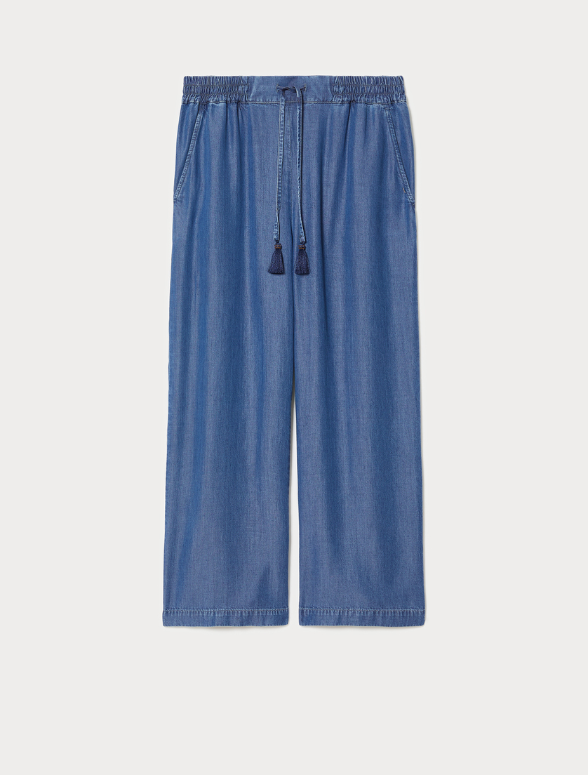 Cropped twill trousers - NAVY - Marina Rinaldi