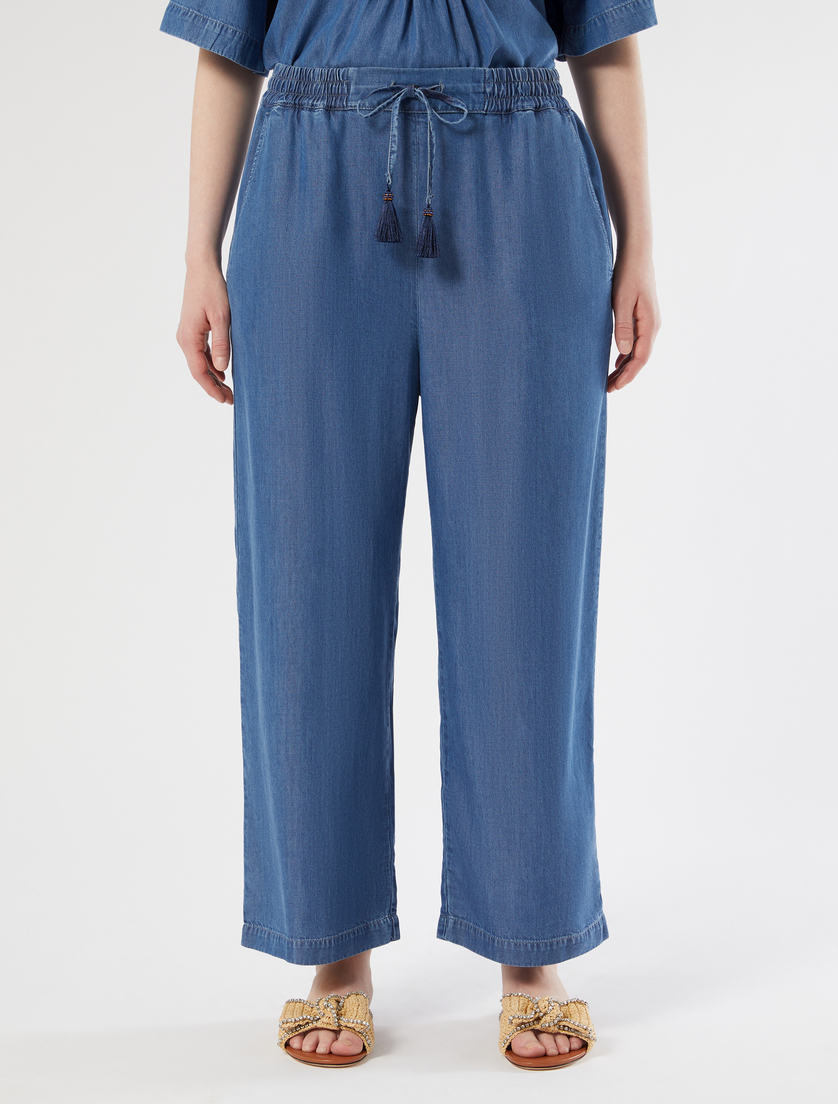 Cropped twill trousers - NAVY - Marina Rinaldi - 3