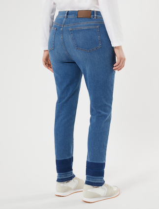 Jeansy z denimu bawełnianego - GRANATOWY - Marina Rinaldi - 4