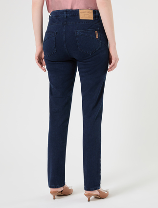 Compact, wonder-fit denim jeans - MIDNIGHTBLUE - Marina Rinaldi - 4