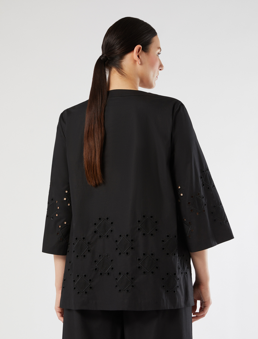 Poplin tunic with embroidery - BLACK - Marina Rinaldi - 4