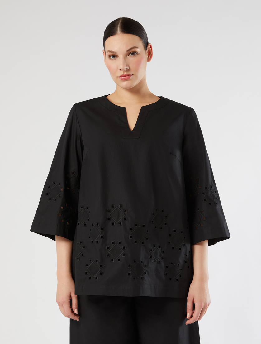 Poplin tunic with embroidery - BLACK - Marina Rinaldi - 3