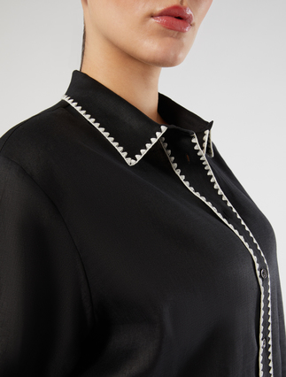 Linen canvas shirt - BLACK - Marina Rinaldi - 5