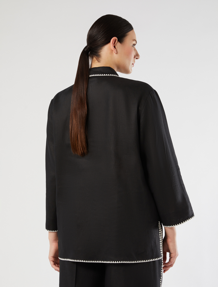 Camicia in tela di lino - NERO - Marina Rinaldi - 4