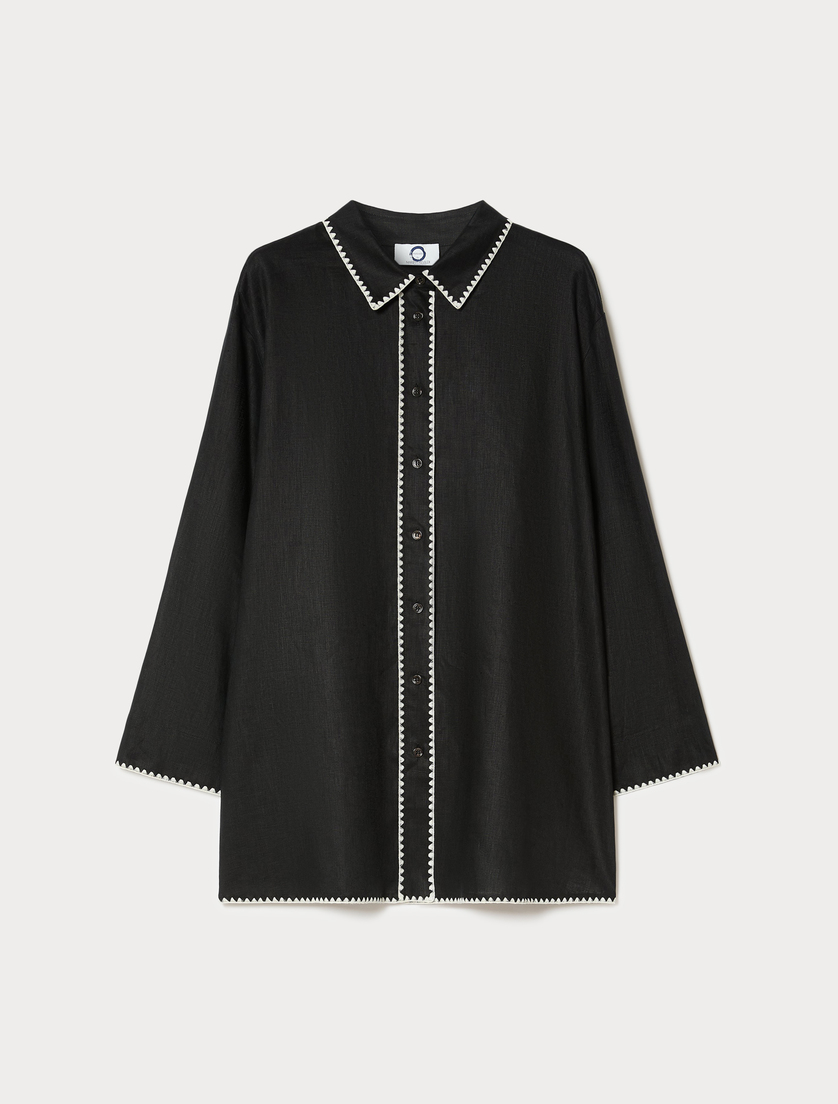 Camicia in tela di lino - NERO - Marina Rinaldi