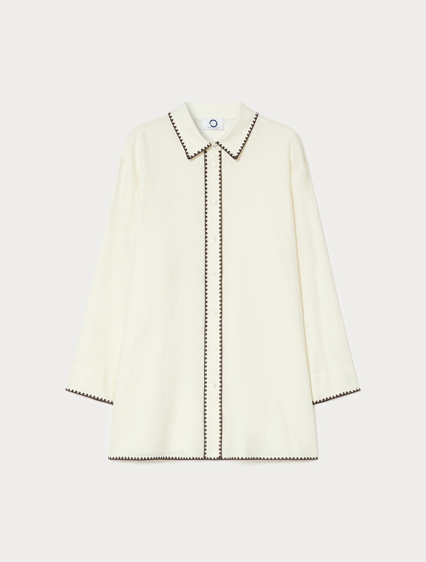 Camicia in tela di lino - AVORIO - Marina Rinaldi