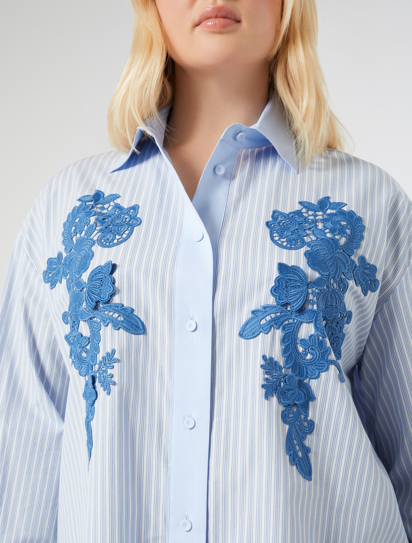 Embroidered poplin shirt - OPTICAL WHITE - Marina Rinaldi - 5
