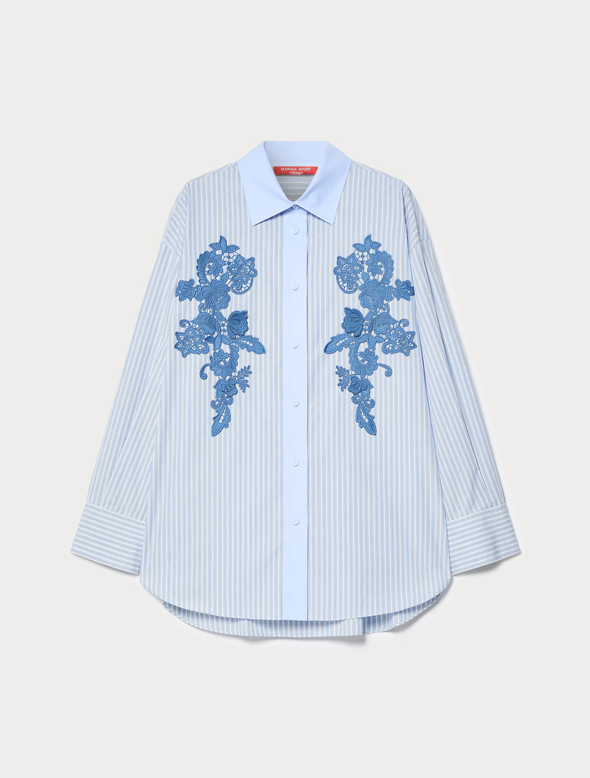 Embroidered poplin shirt - OPTICAL WHITE - Marina Rinaldi
