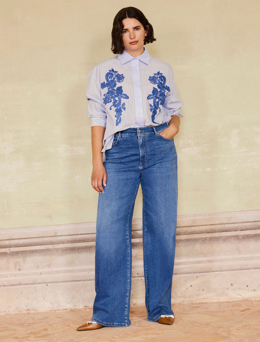 Embroidered poplin shirt - Marina Rinaldi