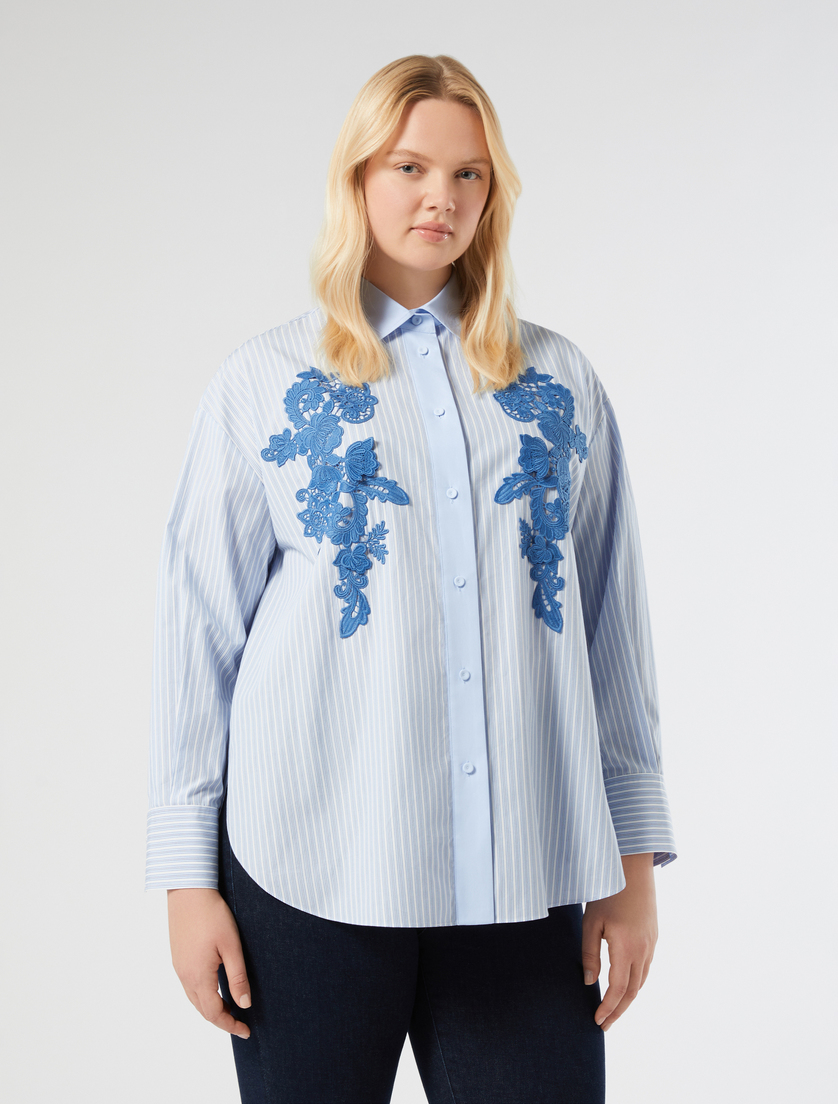 Embroidered poplin shirt - OPTICAL WHITE - Marina Rinaldi - 3