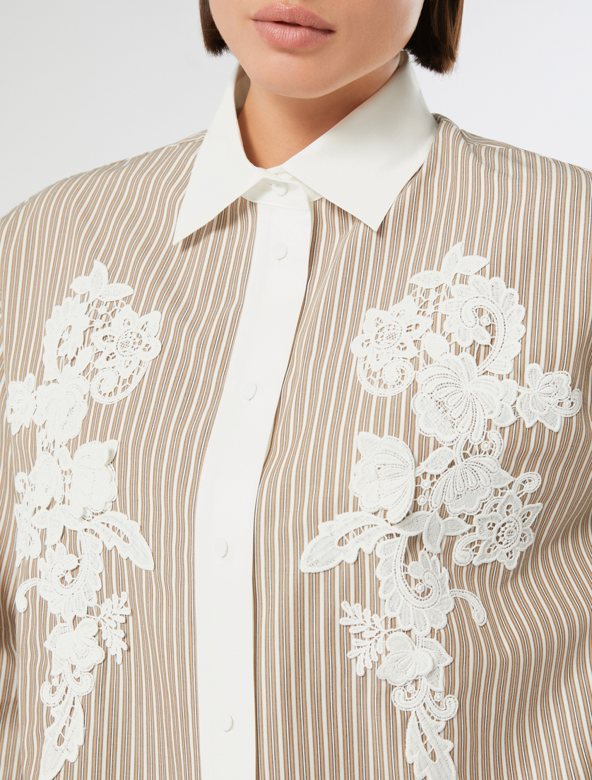 Embroidered poplin shirt - IVORY - Marina Rinaldi - 5