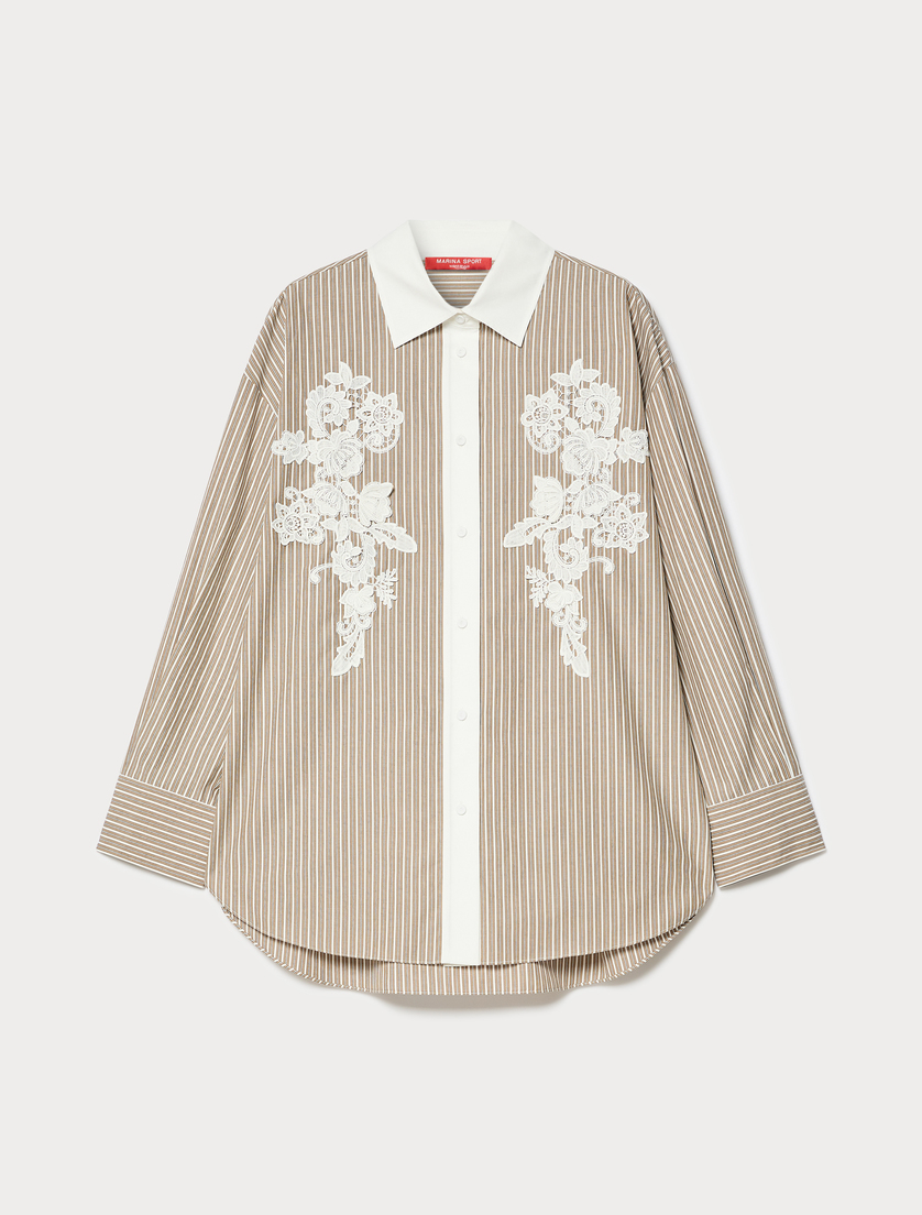 Embroidered poplin shirt - IVORY - Marina Rinaldi