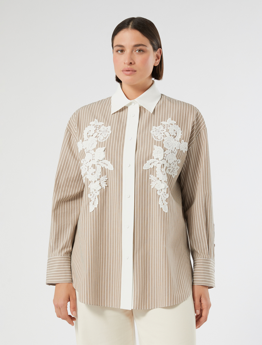 Embroidered poplin shirt - IVORY - Marina Rinaldi - 3