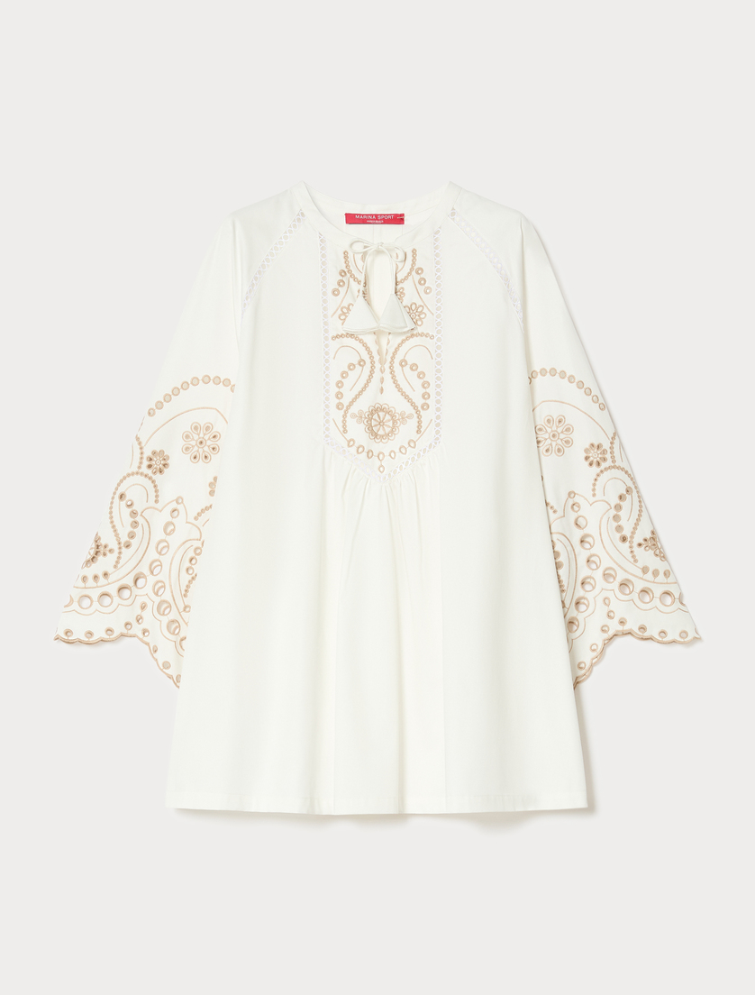 Casacca in raso di cotone con ricamo - AVORIO - Marina Rinaldi