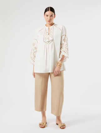 Casacca in raso di cotone con ricamo - Marina Rinaldi