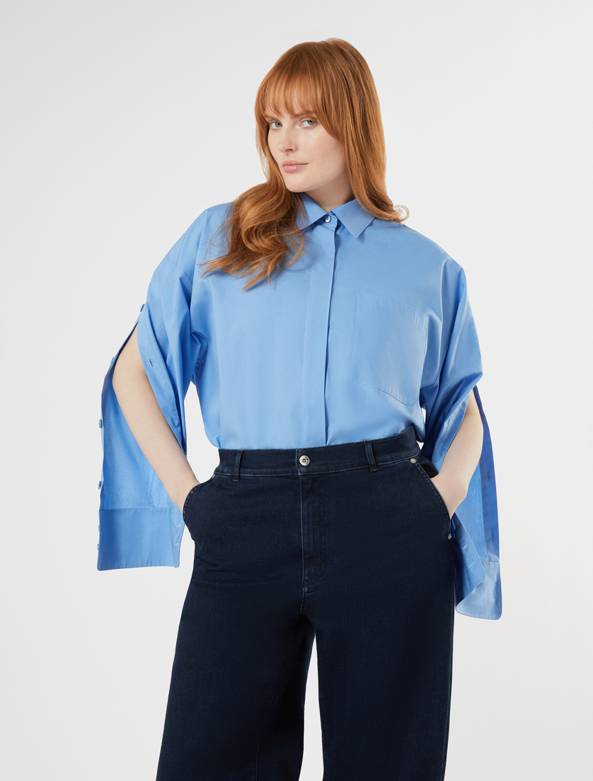 Cotton poplin shirt - LIGHT BLUE - Marina Rinaldi - 5