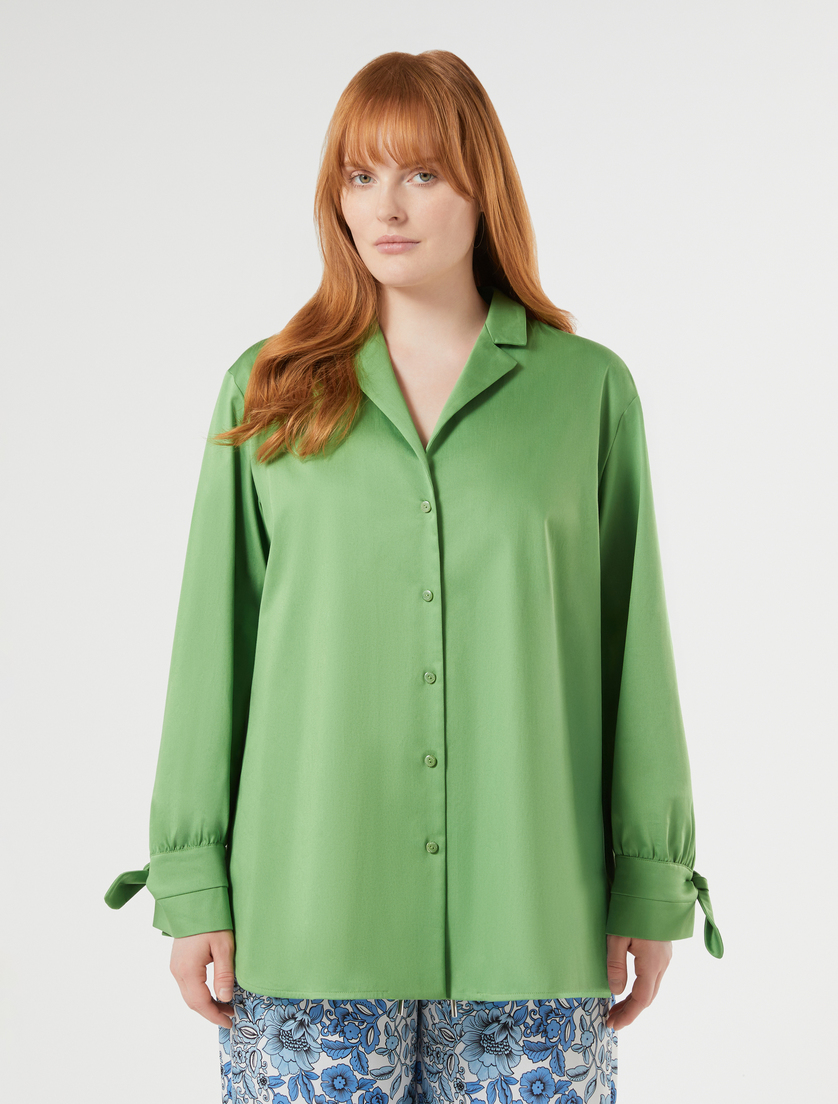 Cotton sateen shirt - GREEN - Marina Rinaldi - 3