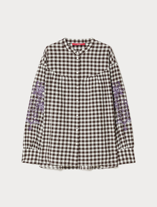 Gingham poplin shirt with embroidery - Marina Rinaldi