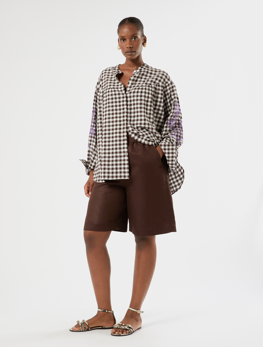 Gingham poplin shirt with embroidery - Marina Rinaldi