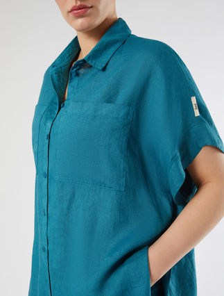 Linen canvas tunic - TURQUOISE - Marina Rinaldi - 5