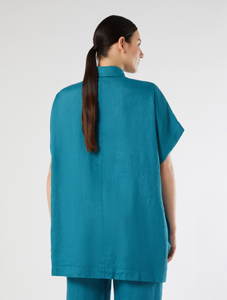 Linen canvas tunic - TURQUOISE - Marina Rinaldi - 4