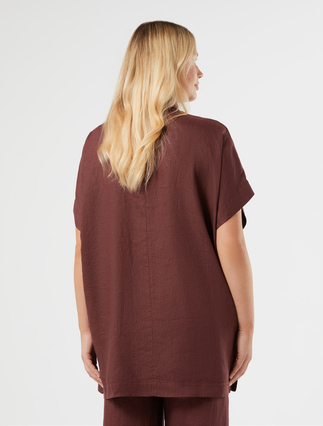 Linen canvas tunic - BORDEAUX - Marina Rinaldi - 4