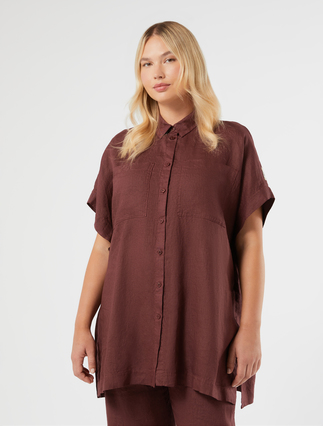 Linen canvas tunic - BORDEAUX - Marina Rinaldi - 3