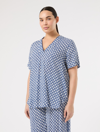 Viscose print blouse - WHITE - Marina Rinaldi - 3