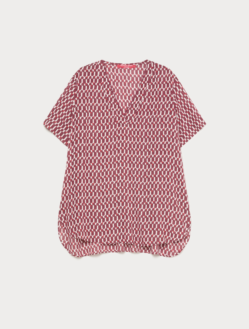 Viscose print blouse - RED BROWN - Marina Rinaldi