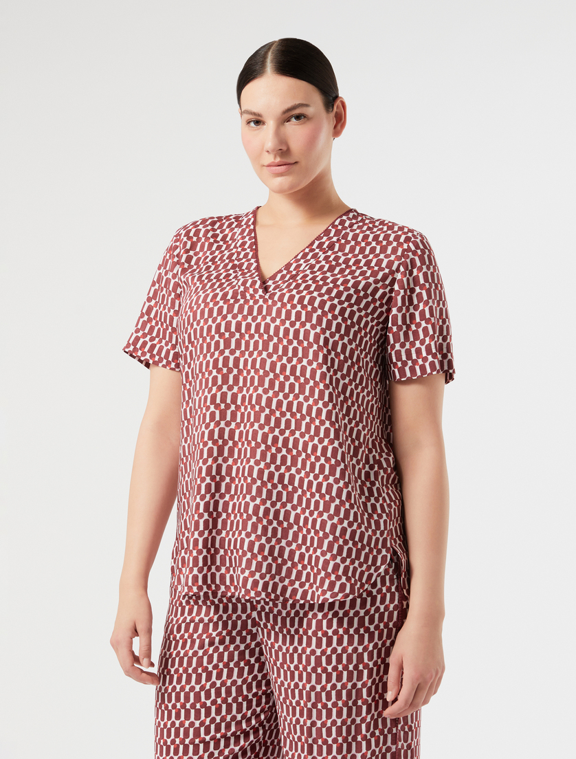 Viscose print blouse - RED BROWN - Marina Rinaldi - 3