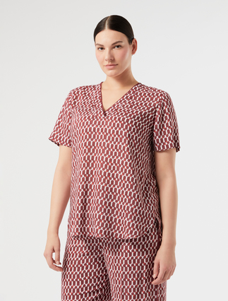 Viscose print blouse - RED BROWN - Marina Rinaldi - 3