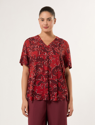 Viscose print blouse - RED BROWN - Marina Rinaldi - 3