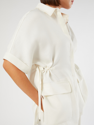 Stretch linen twill tunic - IVORY - Marina Rinaldi - 5