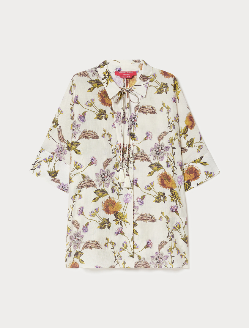 Oversize-Bluse aus Krepon - WEISS - Marina Rinaldi