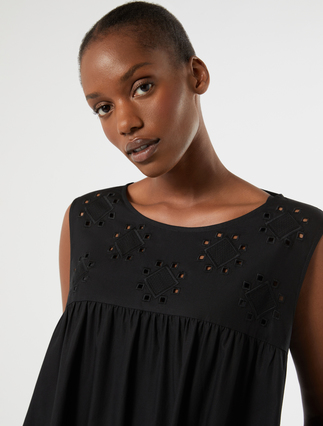 Long embroidered poplin dress - BLACK - Marina Rinaldi - 5