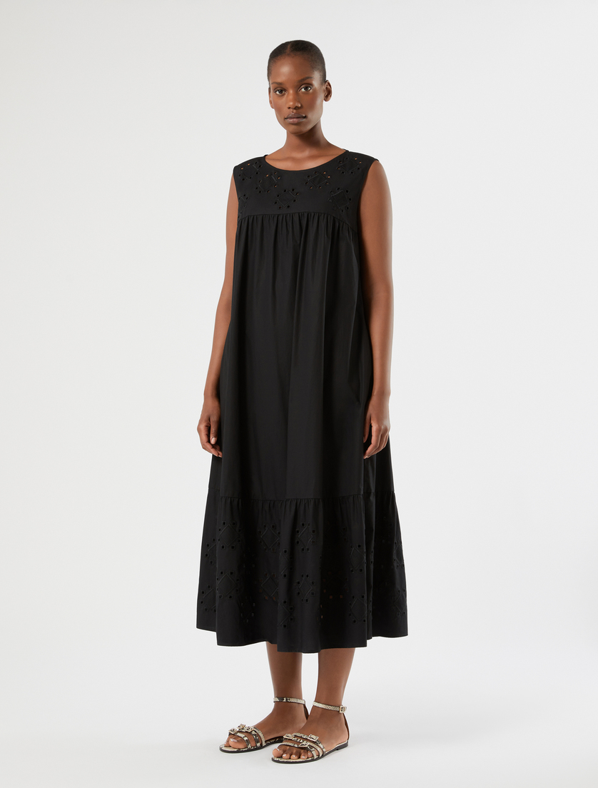 Long embroidered poplin dress - BLACK - Marina Rinaldi - 3