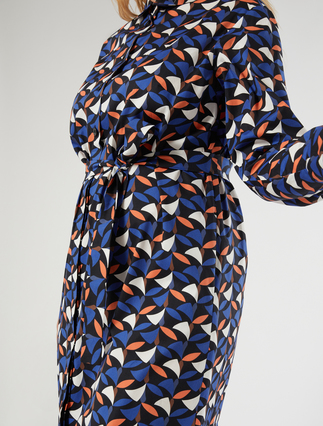 Cotton poplin shirt dress - NAVY - Marina Rinaldi - 5