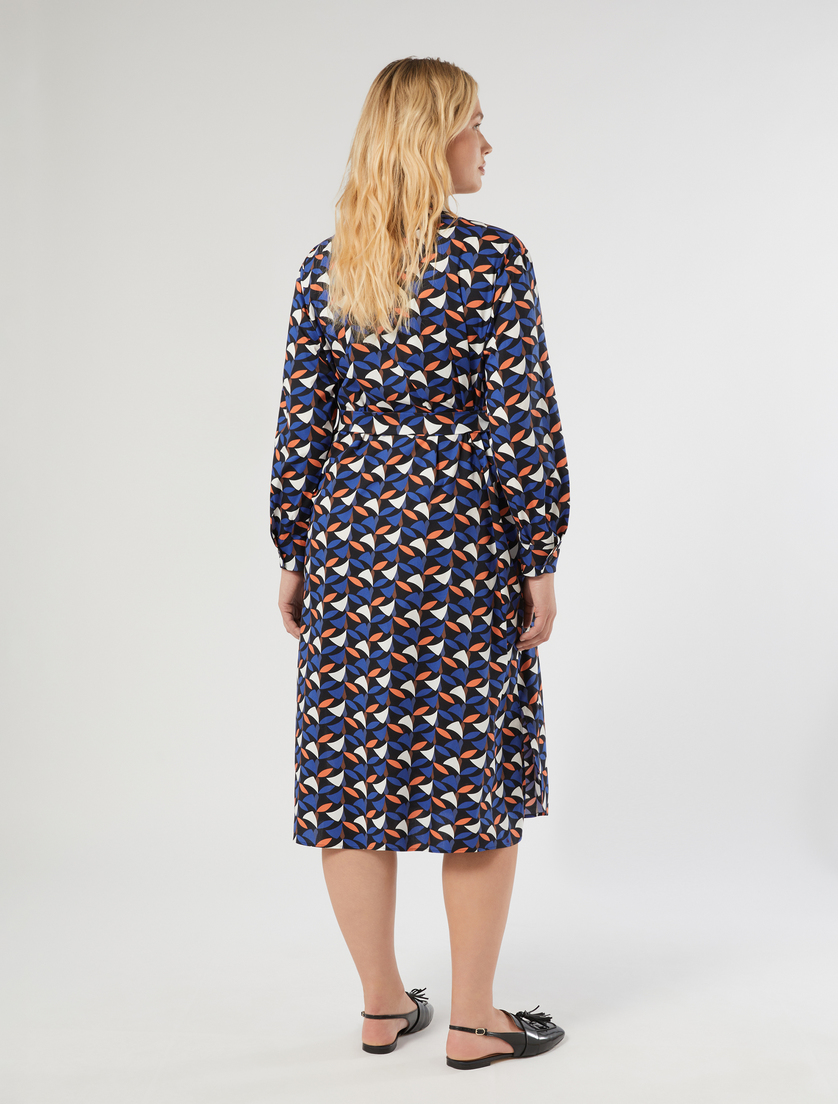 Hemdblusenkleid aus Baumwollpopeline - BLAU - Marina Rinaldi - 4