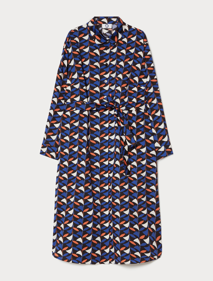 Hemdblusenkleid aus Baumwollpopeline - BLAU - Marina Rinaldi