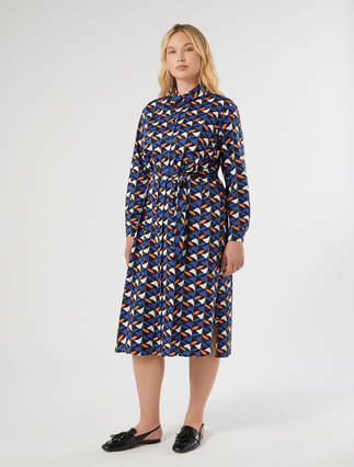 Cotton poplin shirt dress - NAVY - Marina Rinaldi - 3