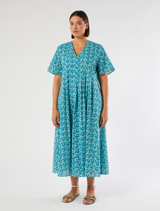 Long poplin dress - GREEN