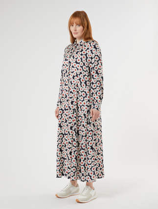 Printed twill shirt dress - ULTRAMARINE